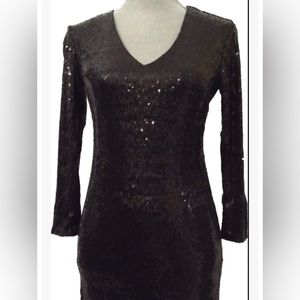 Donna Morgan Full Sequin Black Dress Size 8